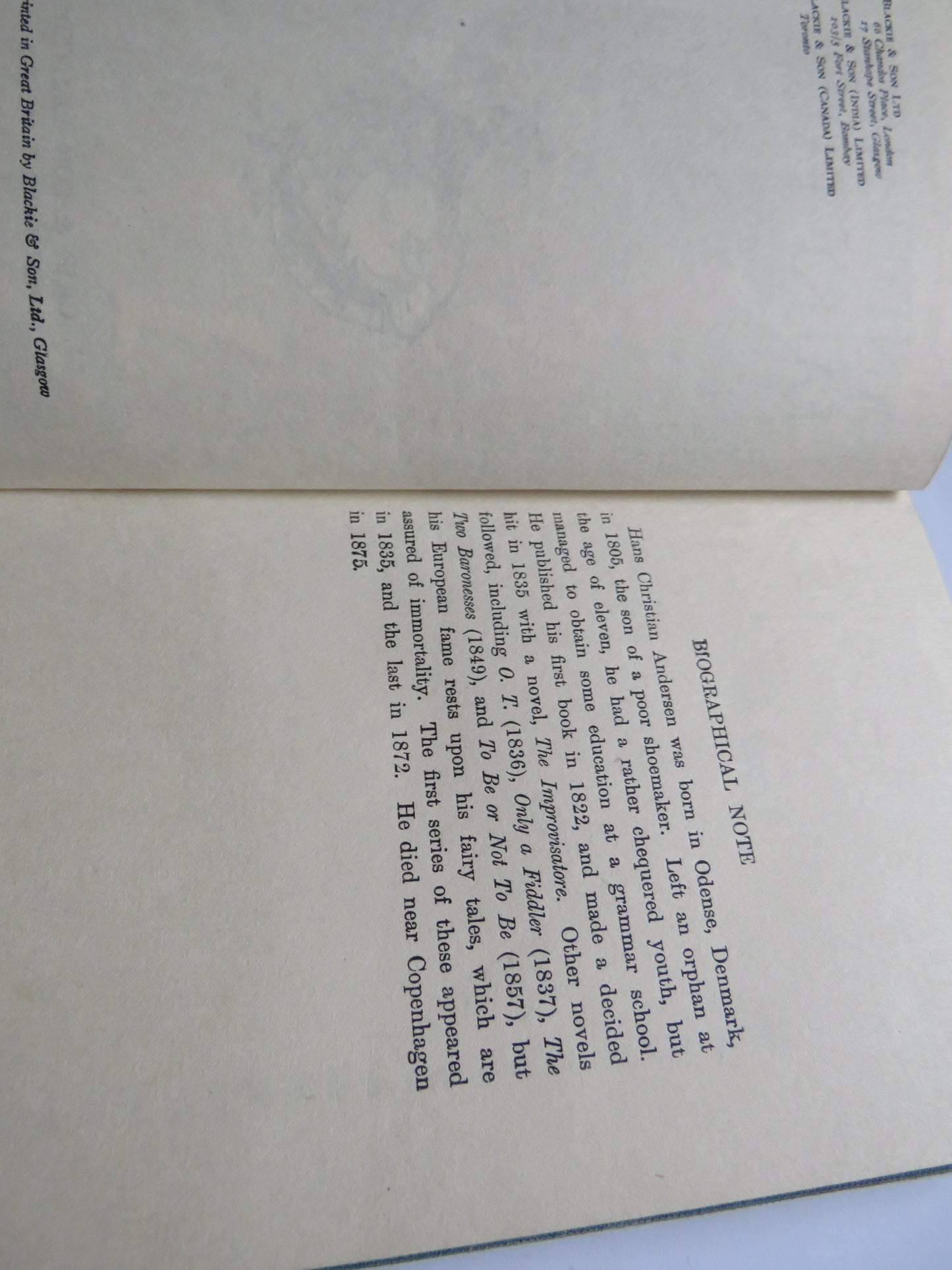 Andersen's Fairy Tales Blackie & Son Limited