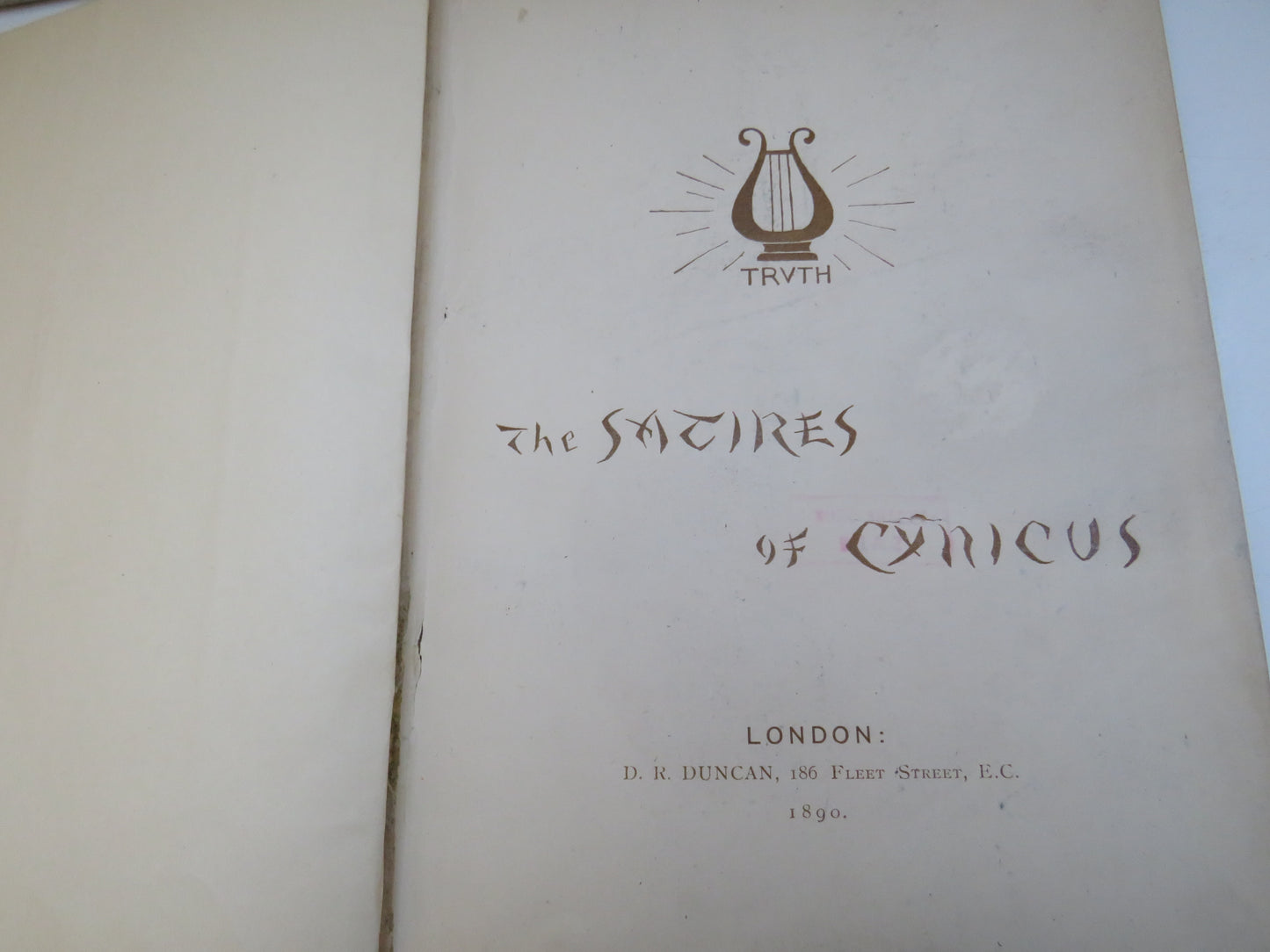 The Satire of Cynicus by Martin Anderson, 1890 (First Edition Book)