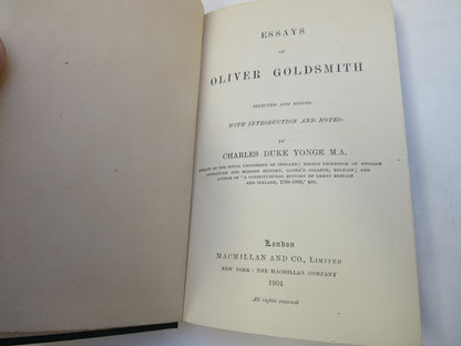 Essays of Oliver Goldsmith Selected and Edited With Introduction and Notes By Charles Duke Yonge 1904