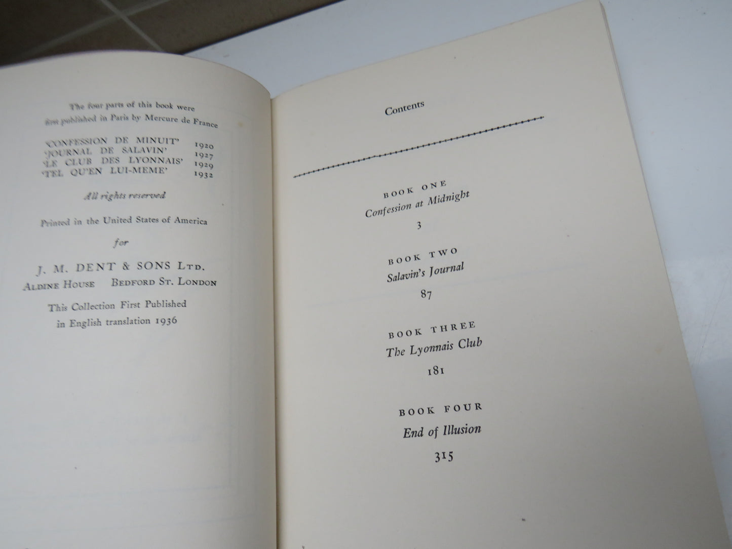 Salavin by Georges Duhamel, Translated by Gladys Billings, 1936