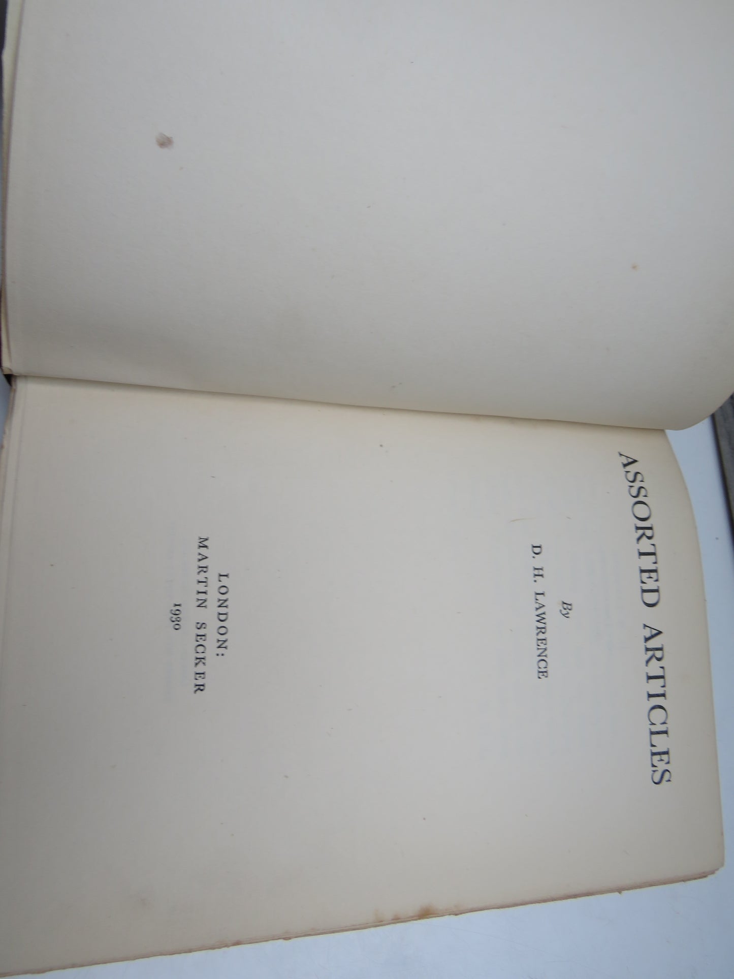 Assorted Articles By D. H. Lawrence 1930