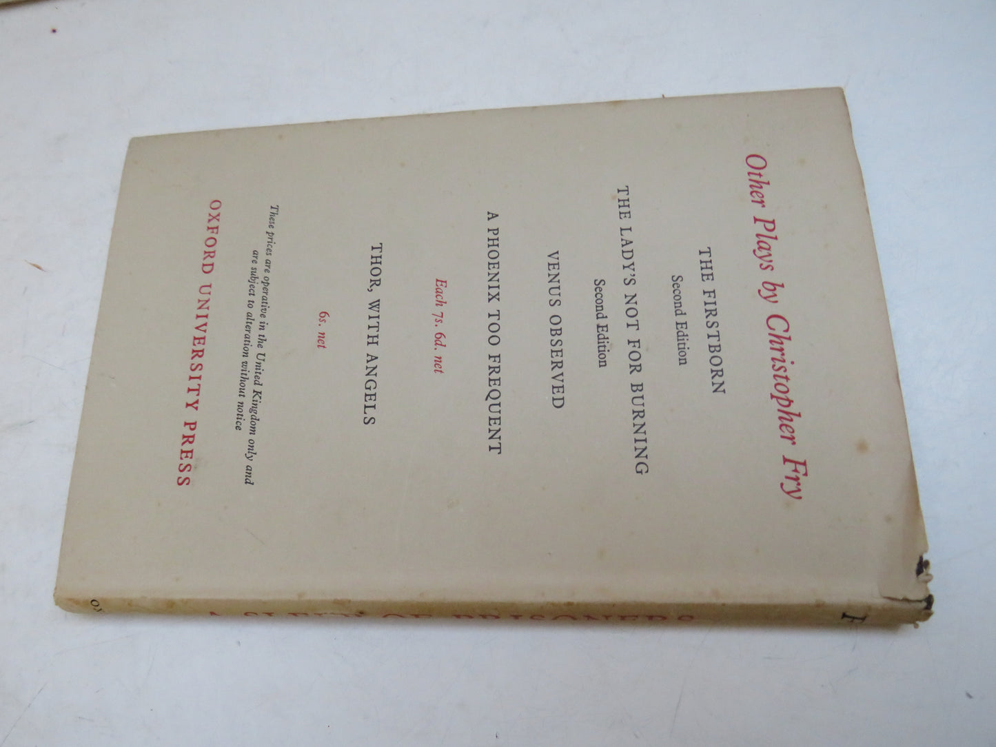 A Sleep of Prisoners, A Play, by Christopher Fry, 1952