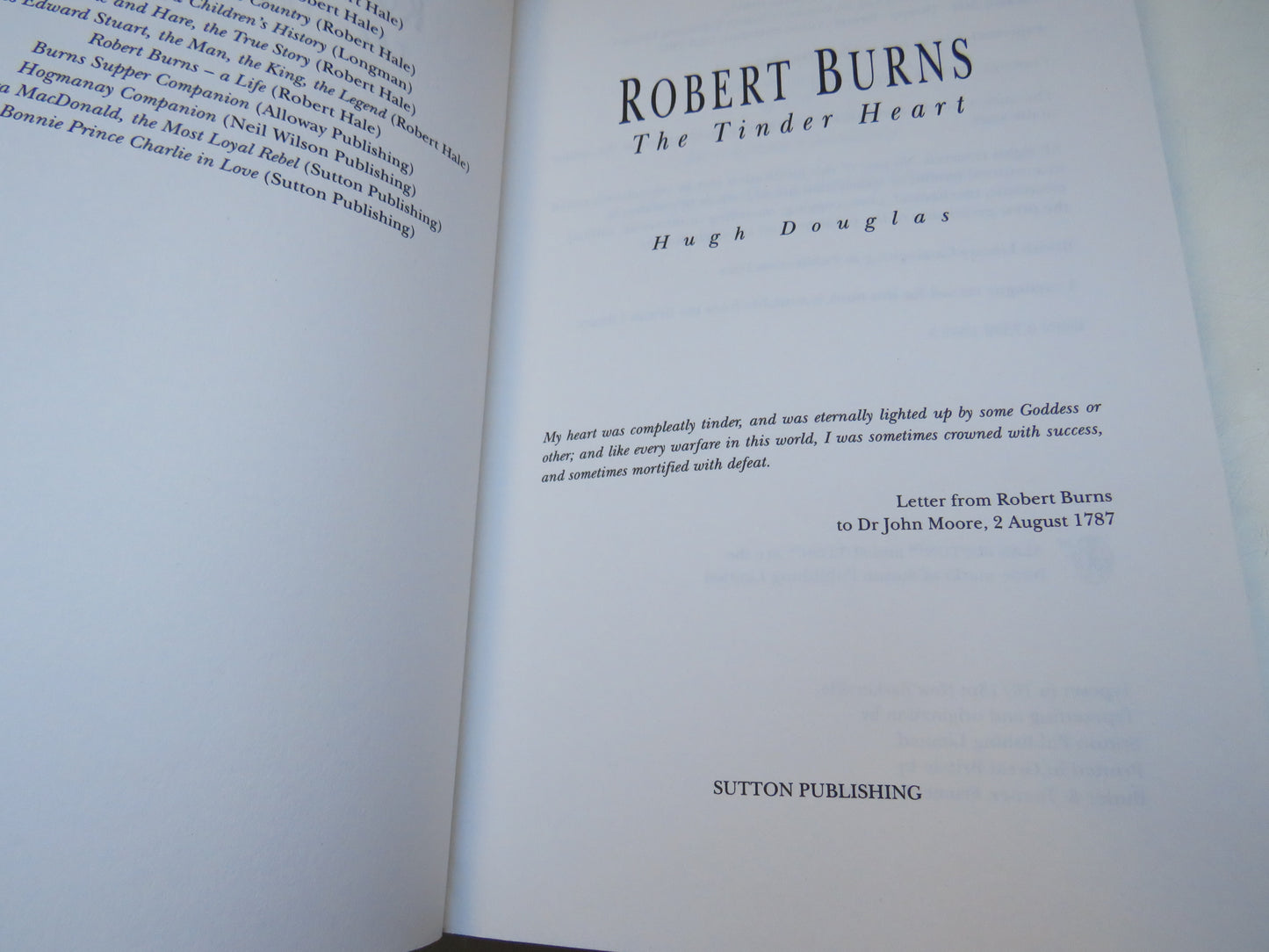 Robert Burns The Tinder Heart By Hugh Douglas 1998