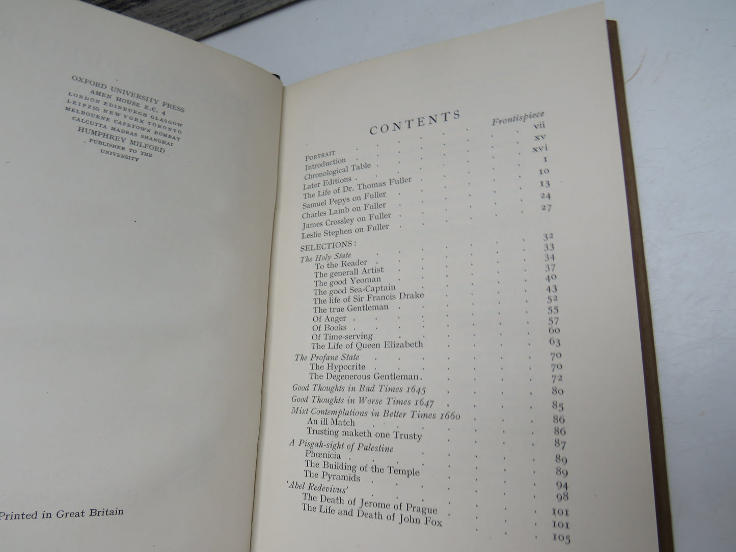 Thomas Fuller Selections with Essays by Charles Lamb and Leslie Stephen, edited by E. K. Broadus (Literature Book, 1928)