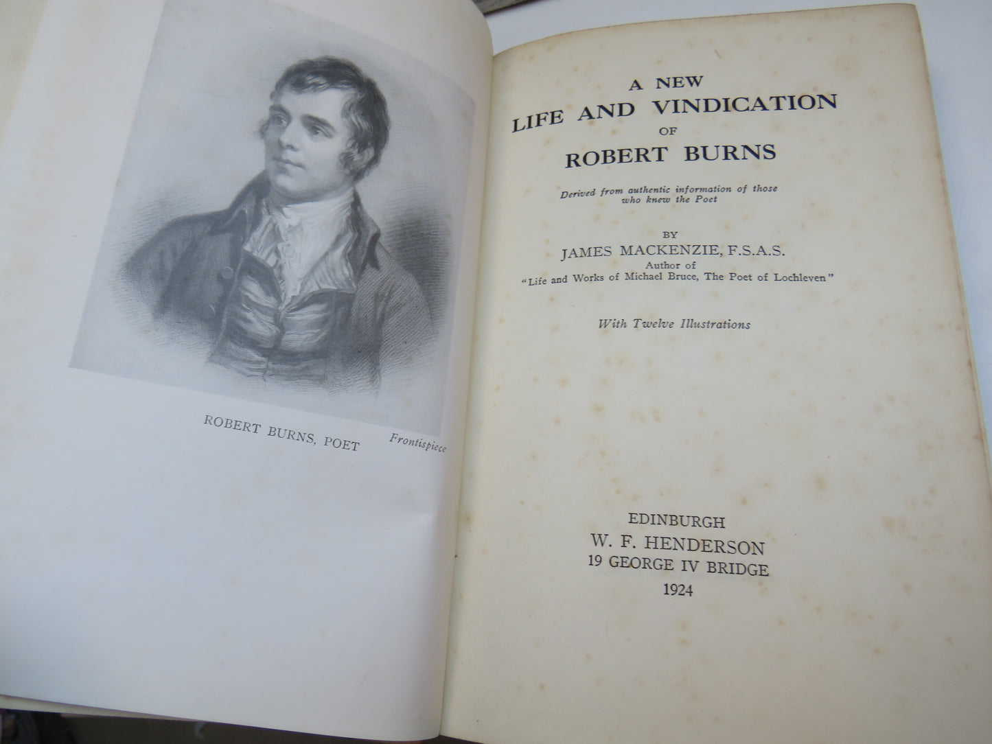 A New Life and Vindication of Robert Burns By James Mackenzie 1924