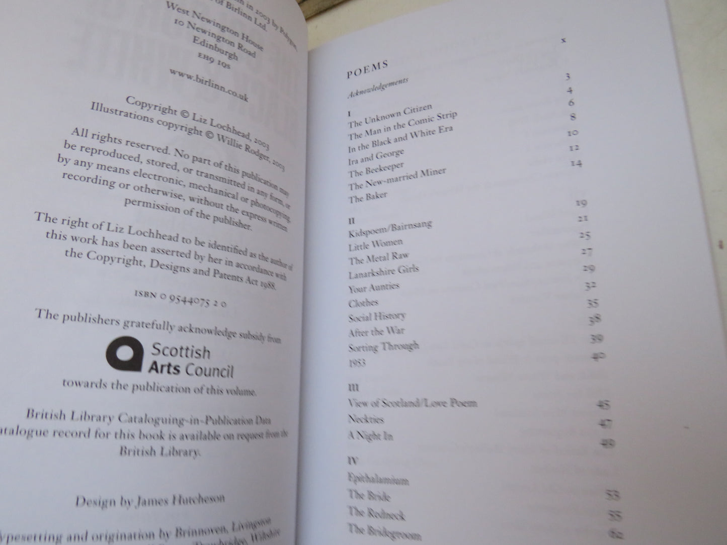 The Colour of Black & White by Liz Lochhead, Poems 1984-2003