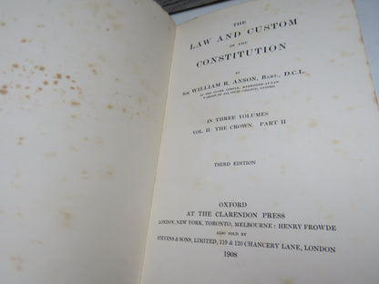 The Law and Custom Of The Constitution By Sir William R. Anson 1907 book image 11
