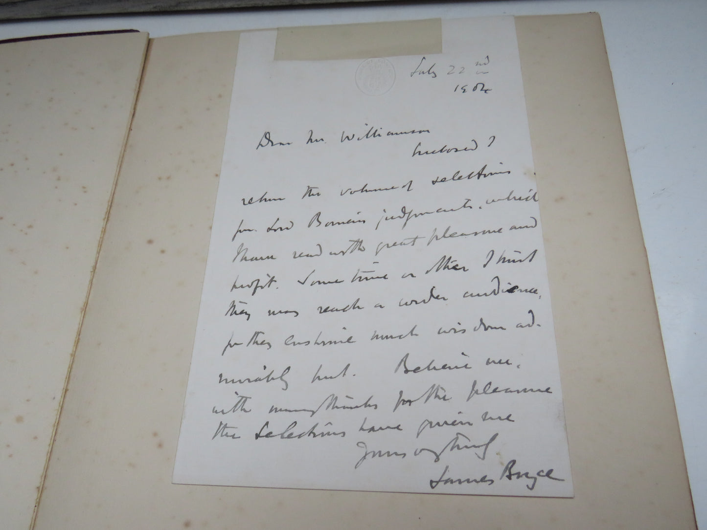 The Wit and Wisdom of Lord Bowen as Contained In The Law Reports With Letter From James Bryce House of Commons