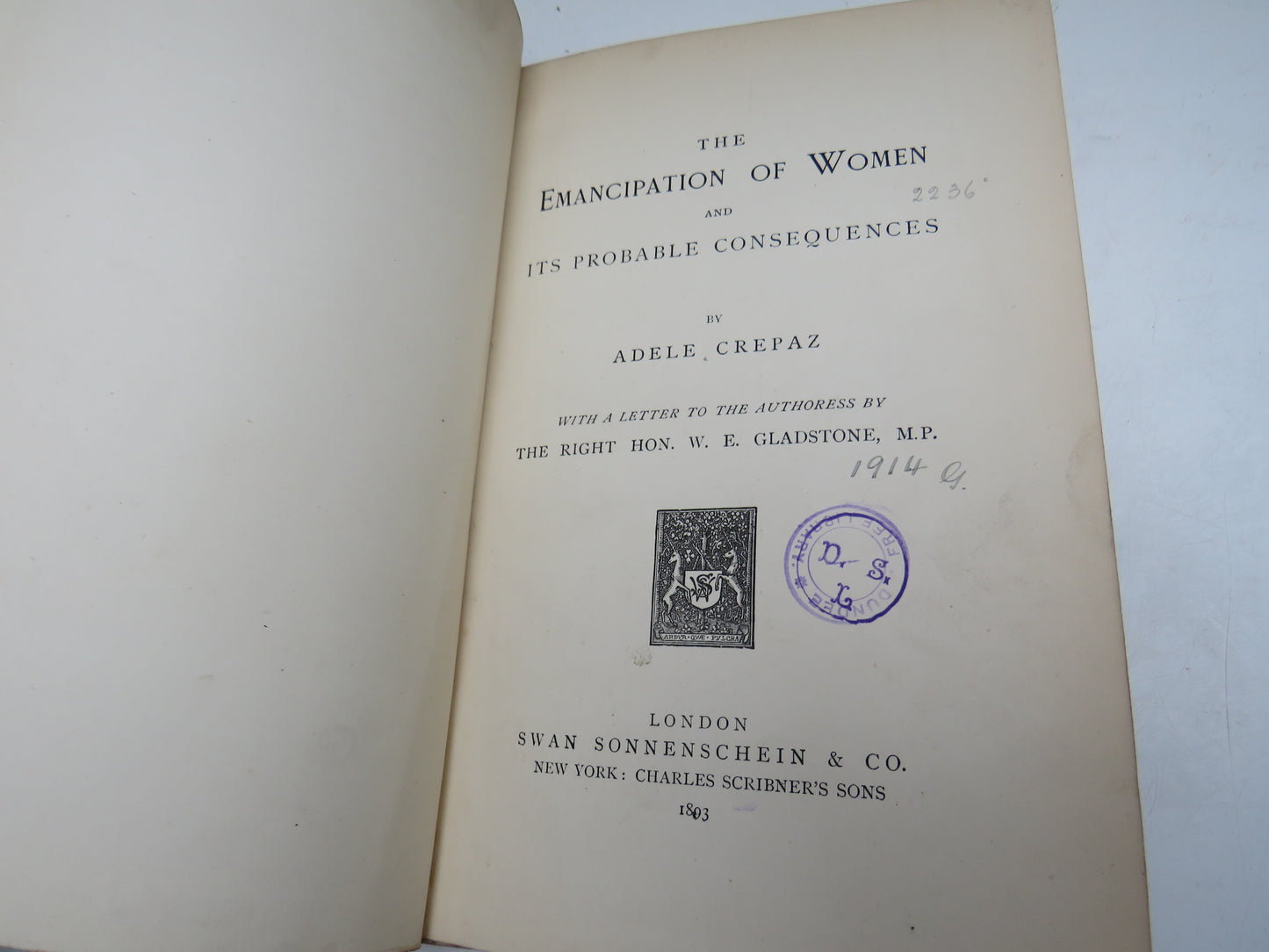 The Emancipation of Women and Its Probable Consequences By Adele Crepaz 1893
