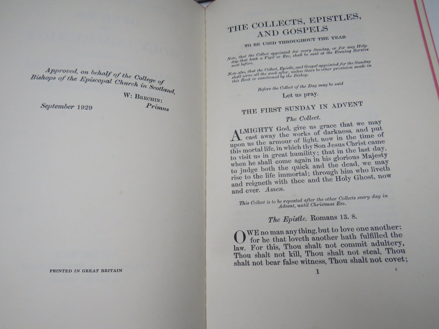 Scottish Book of Common Prayer Offices For Holy Communion 1929 Scottish Altar Book