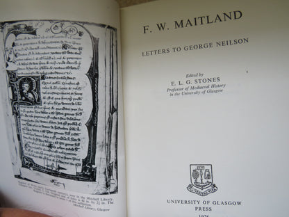F.W. Maitland Letters To George Neilson Edited By E.L.G. Stones 1976 book image 4