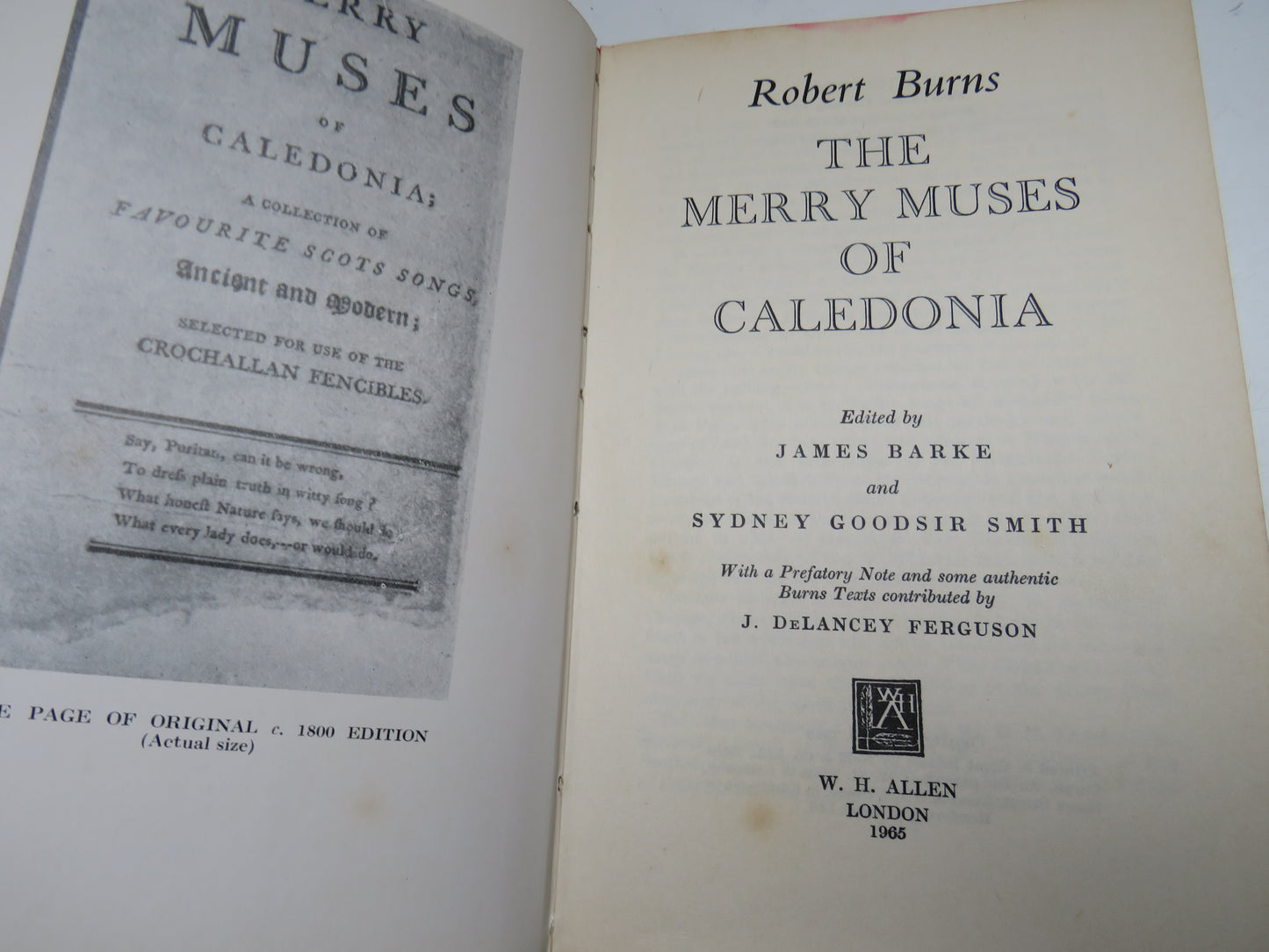Robert Burns The Merry Muses of Caledonia Edited By James Barke and Sydney Goodsir Smith 1965