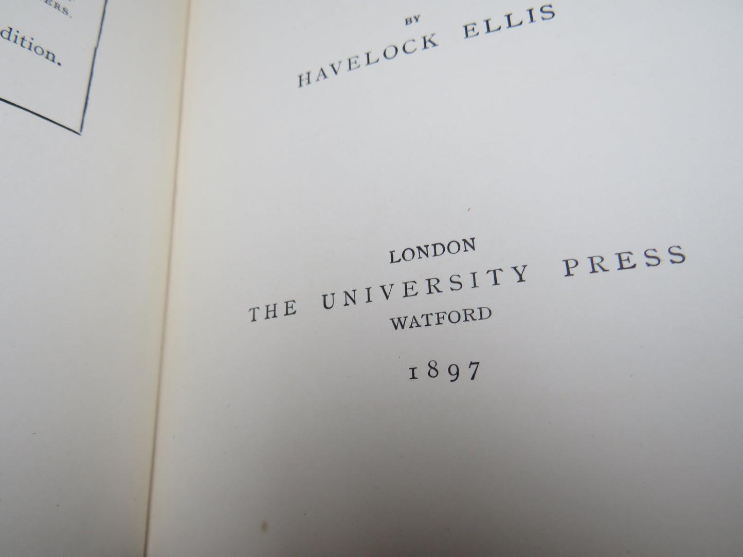 Studies in the Psychology of Sex, Vol I, Sexual Inversion by Havelock Ellis, 1897, First Edition