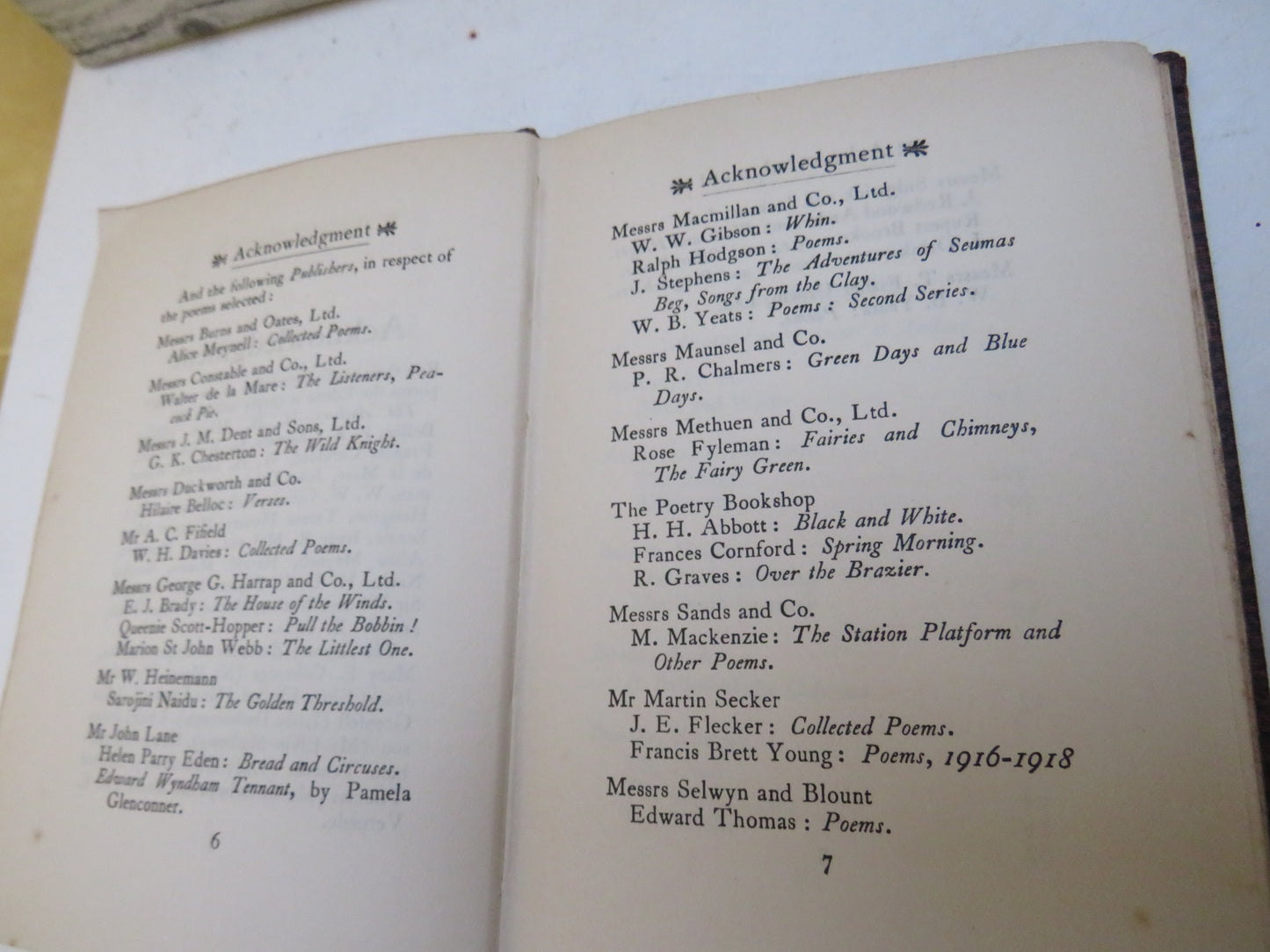 An Anthology of Recent Poetry, compiled by L.D'O. Walters, 1924