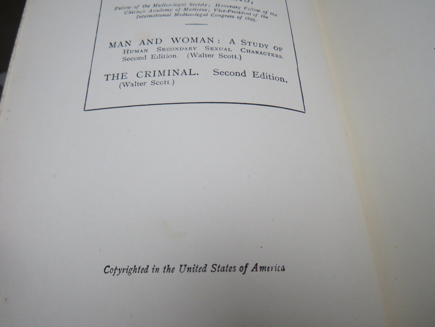 Studies in the Psychology of Sex, Vol I, Sexual Inversion by Havelock Ellis, 1897, First Edition