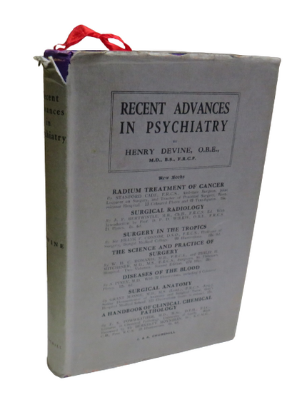 Recent Advances in Psychiatry by Henry Devine, 1929 book front cover