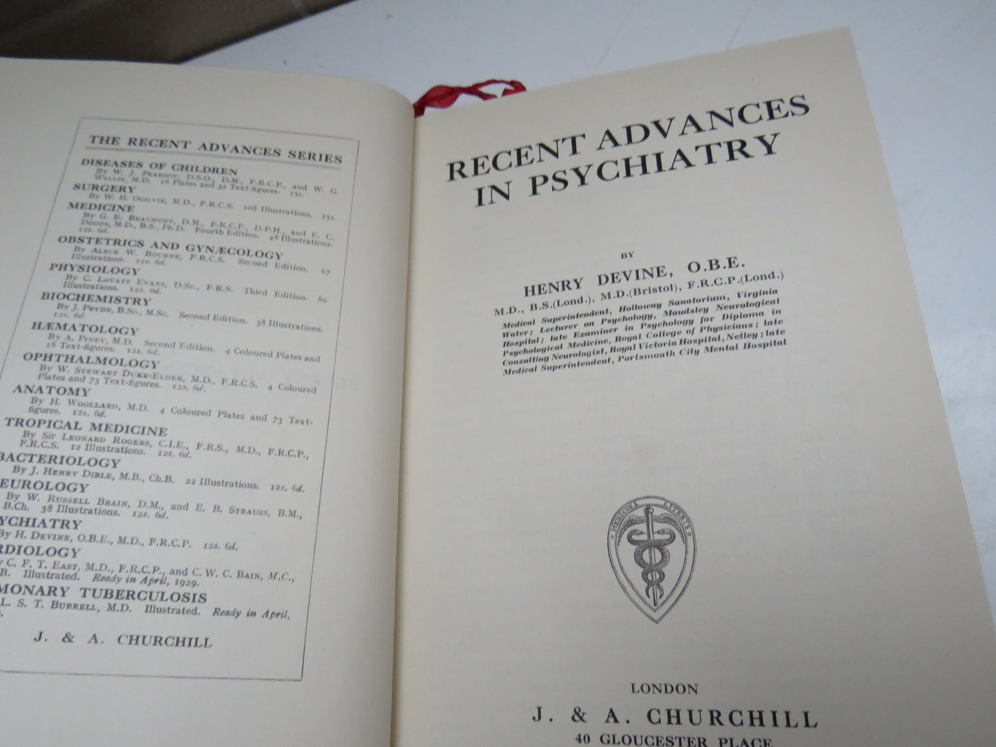 Recent Advances in Psychiatry by Henry Devine, 1929