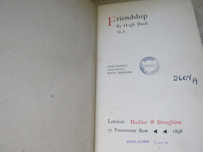Friendship By Hugh Black 1898 book image 4