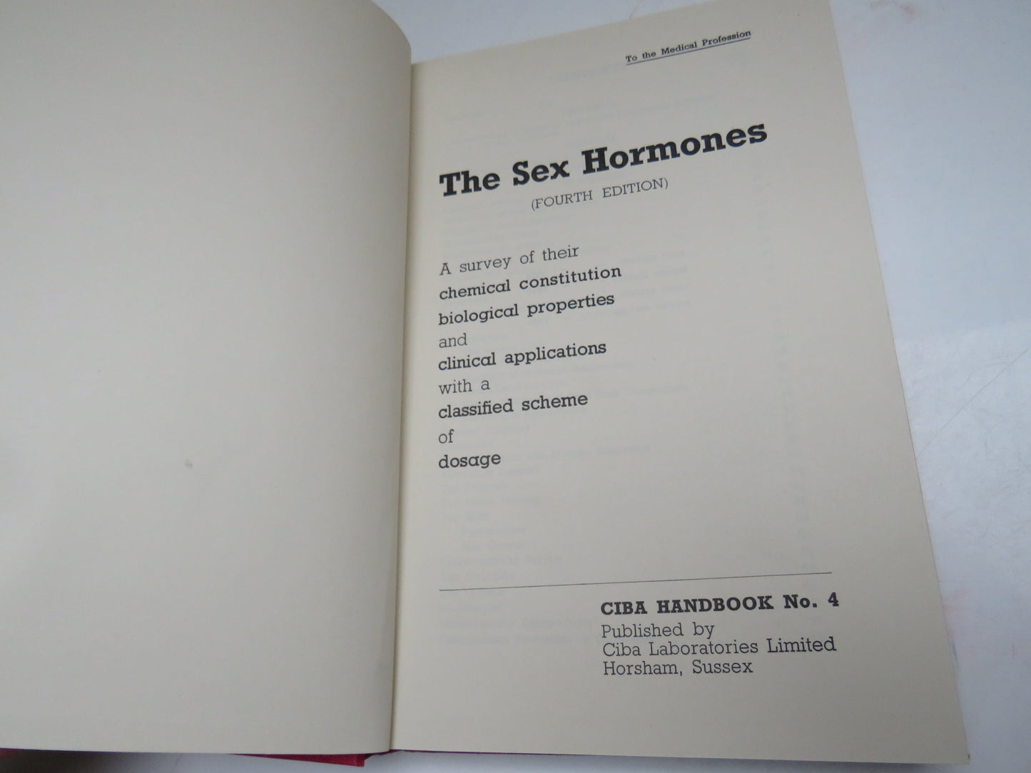 The Sex Hormones, Fourth Edition, CIBA Handbook No. 4