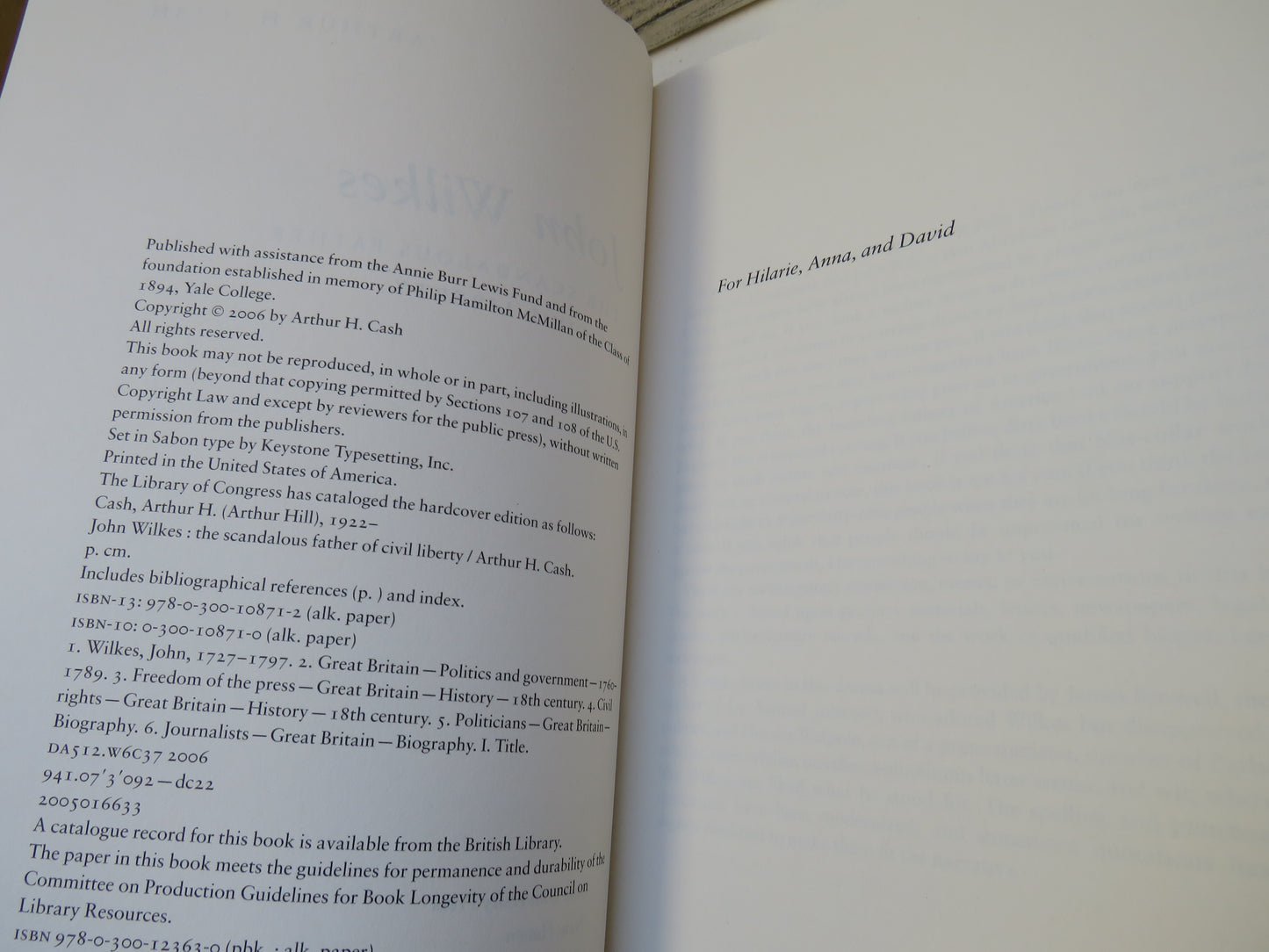 John Wilkes The Scandalous Father of Civil Liberty By Arthur H. Cash 2006