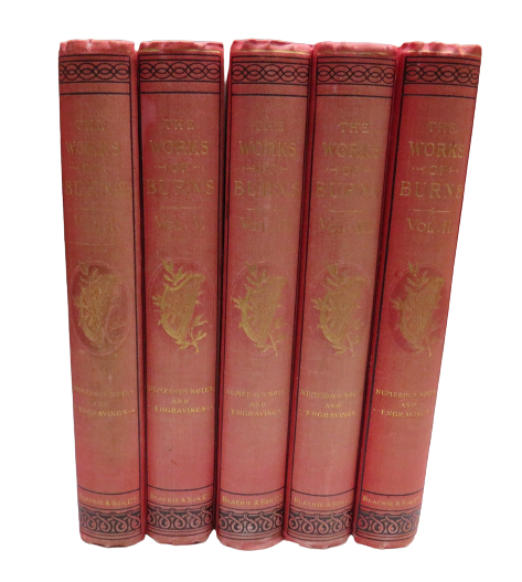 The Works of Robert Burns with a Series of Authentic Pictorial Illustration, Five Volume Set, Edited by Charles Annandale