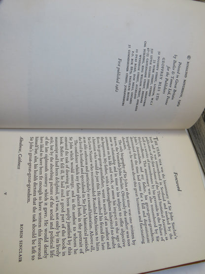 Agricultural Sir John The Life of Sir John Sinclair of Ulbster 1754-1835 By Rosalind Mitchison 1962