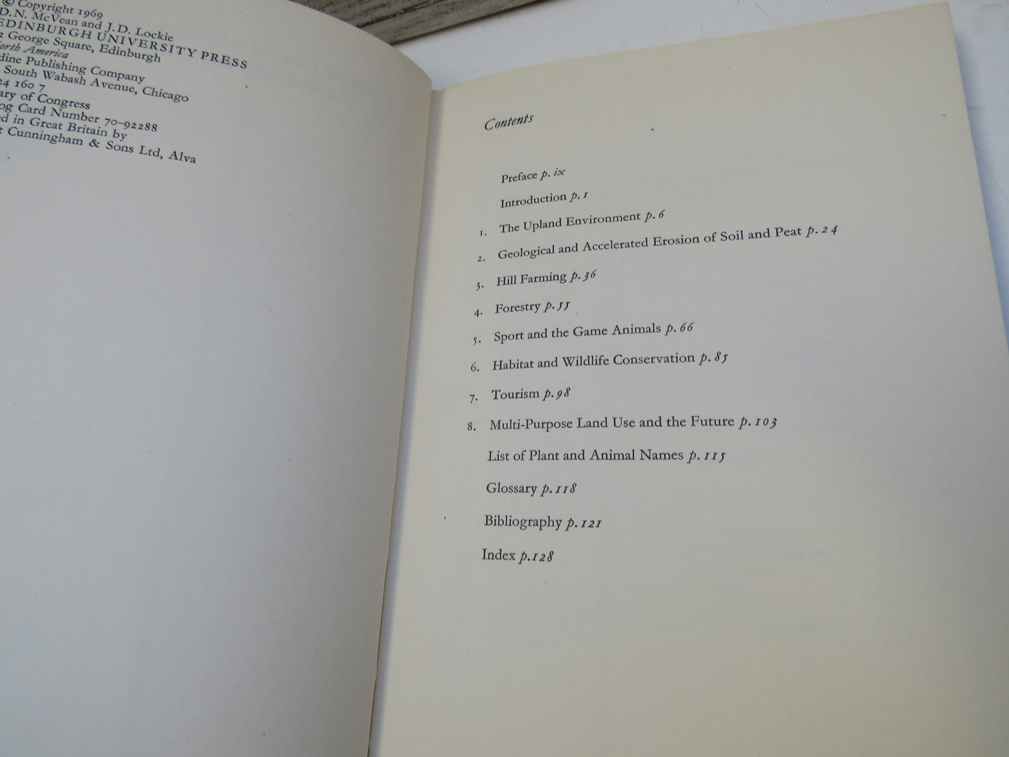 Ecology and Land Use In Upland Scotland By D. N. McVean and J.D. Lockie 1969