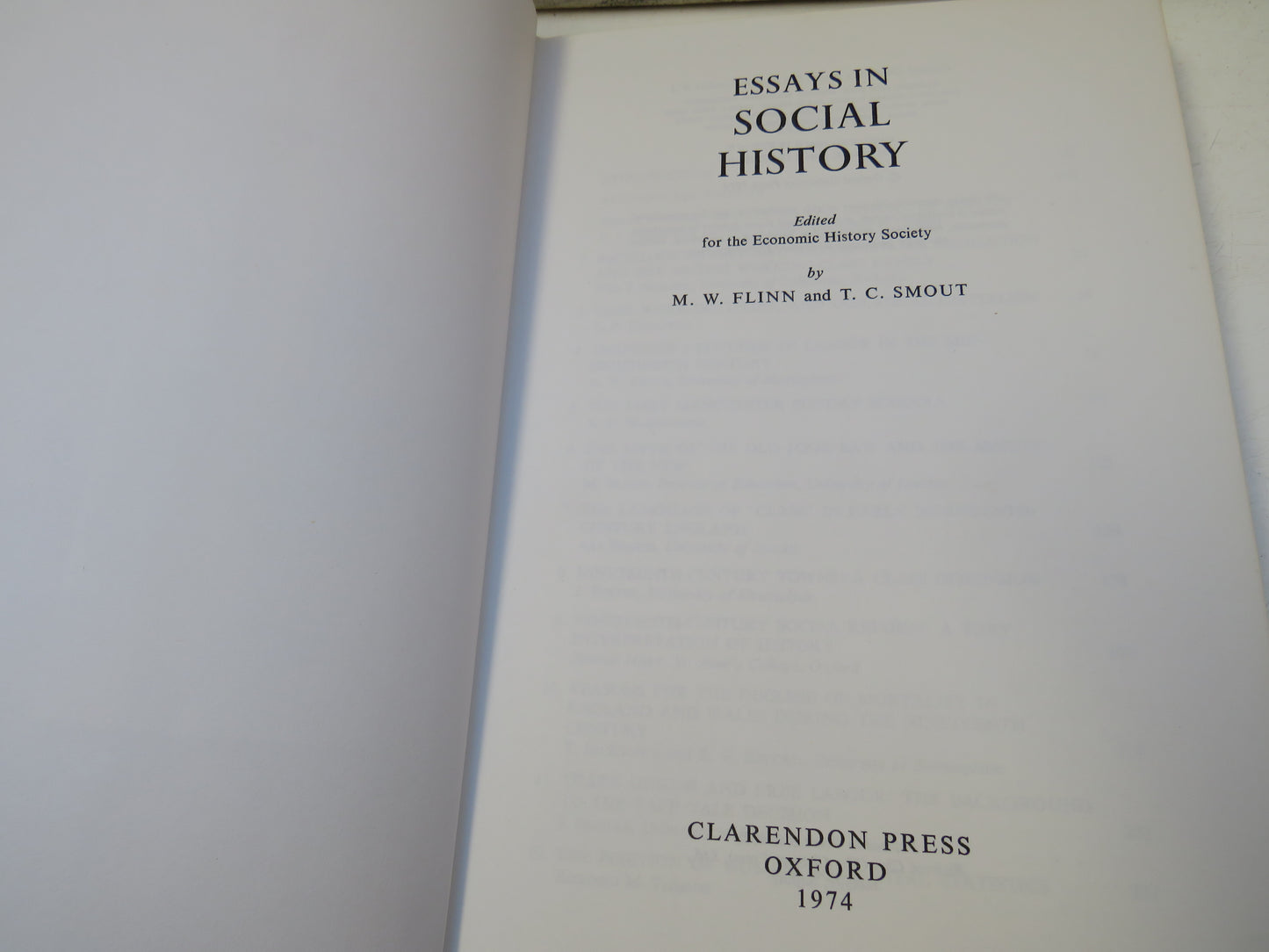 Essays In Social History Edited For The Economic History Society By M.W. Flinn and T. C. Smout 1974