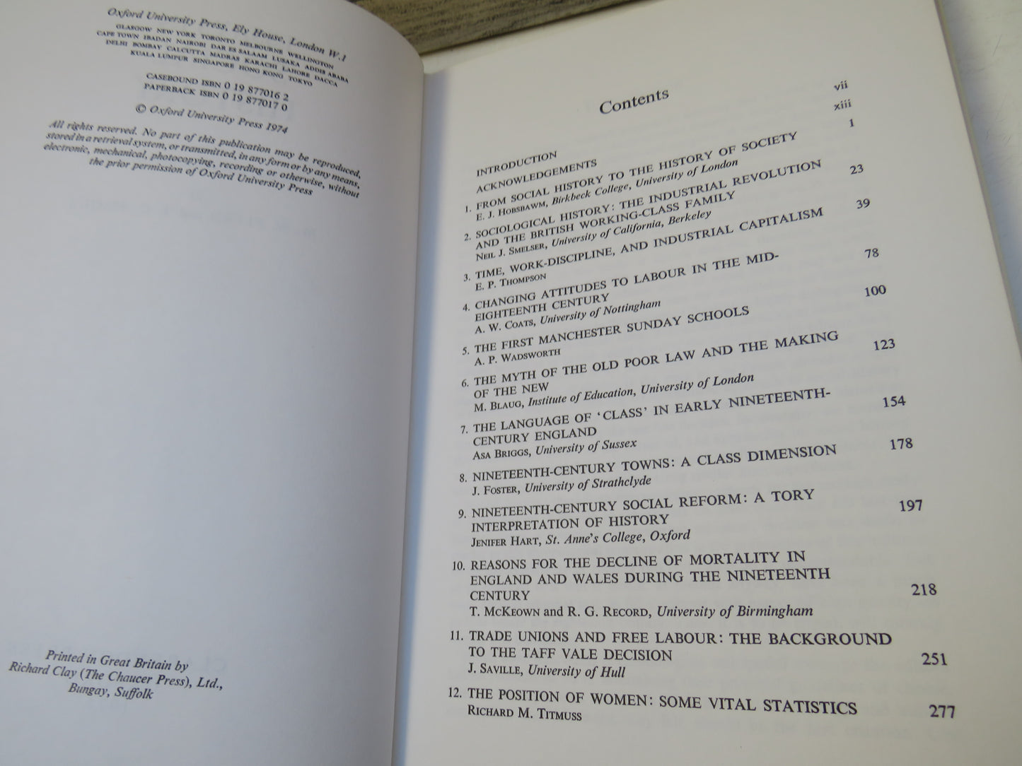 Essays In Social History Edited For The Economic History Society By M.W. Flinn and T. C. Smout 1974