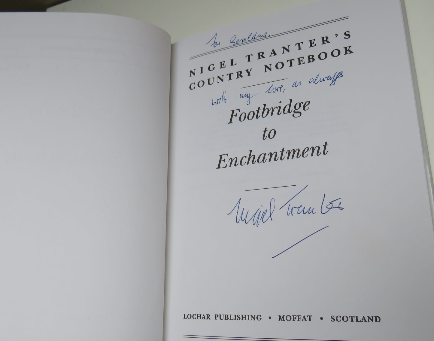 Nigel Tranter's Country Notebook Footbridge To Enchantment 1992 Author Signed