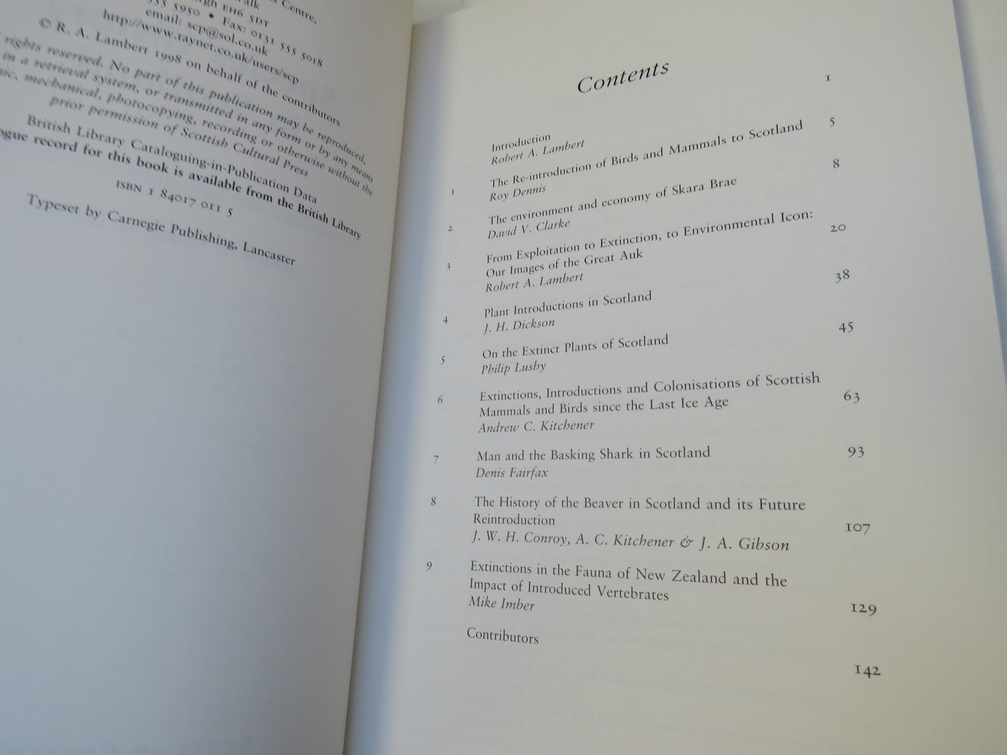 Species History In Scotland Introductions and Extinctions Since The Ice Age Edited By Robert A. Lambert 1998