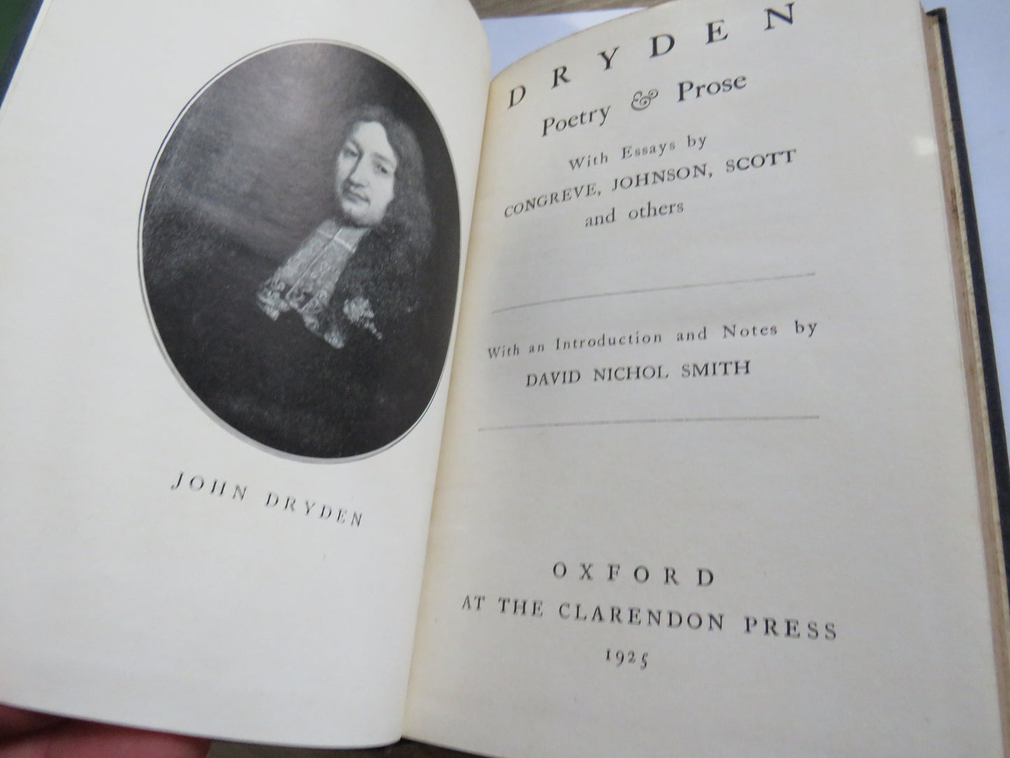 Dryden Poetry & Prose With Essays By Congreve, Johnson, Scott and Others 1925
