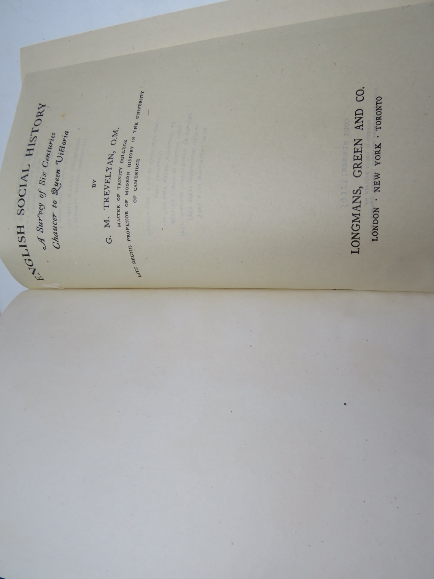 English Social History A Survey of Six Centuries Chaucer to Queen Victoria By G. M. Trevelyan 1945