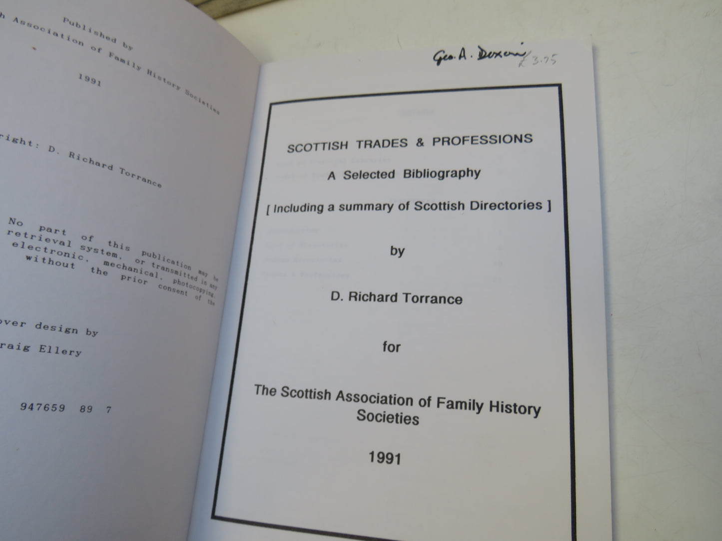 Scottish Trades and Professions A Selected Bibliography Compiled By D. R. Torrance 1991