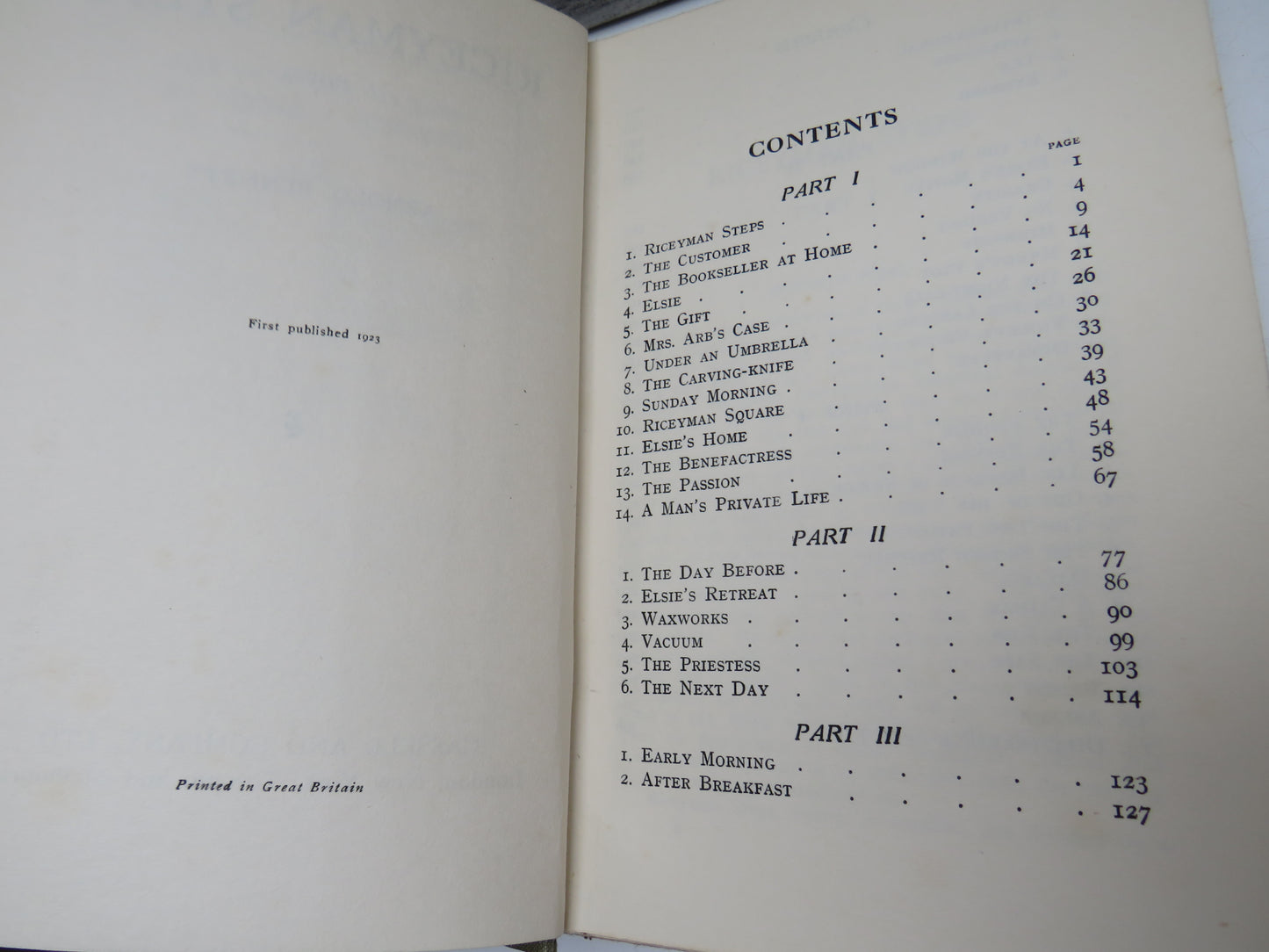 Riceyman Steps By Arnold Bennet 1923 1st Edition