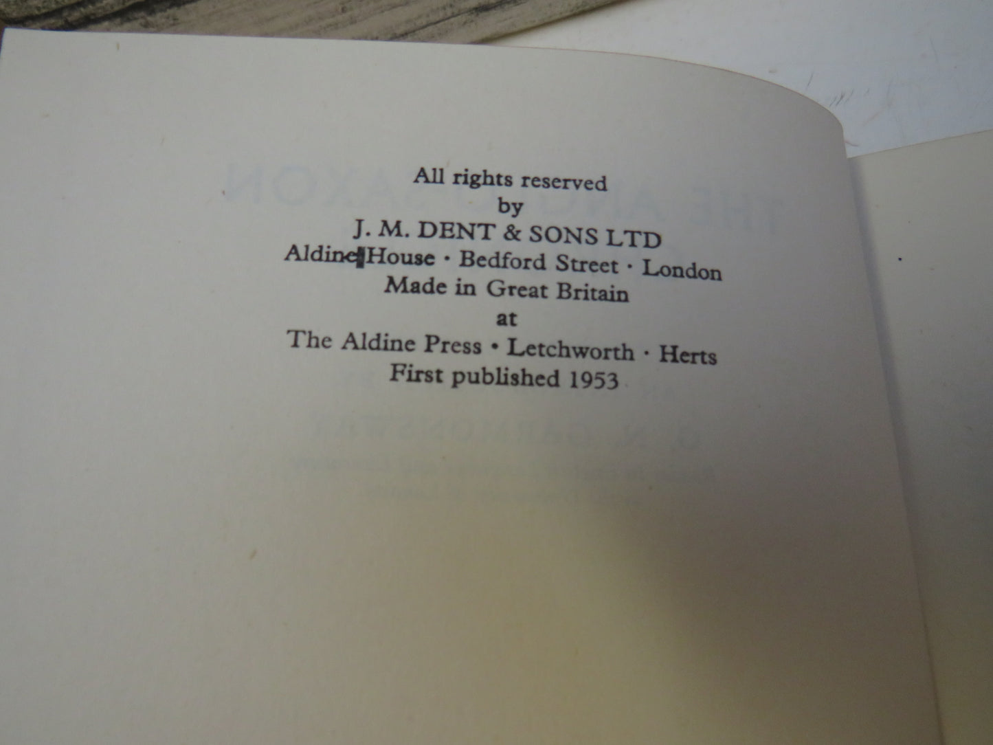 The Anglo-Saxon Chronicle Translated With An Introduction By G. N. Garmonsway 1953