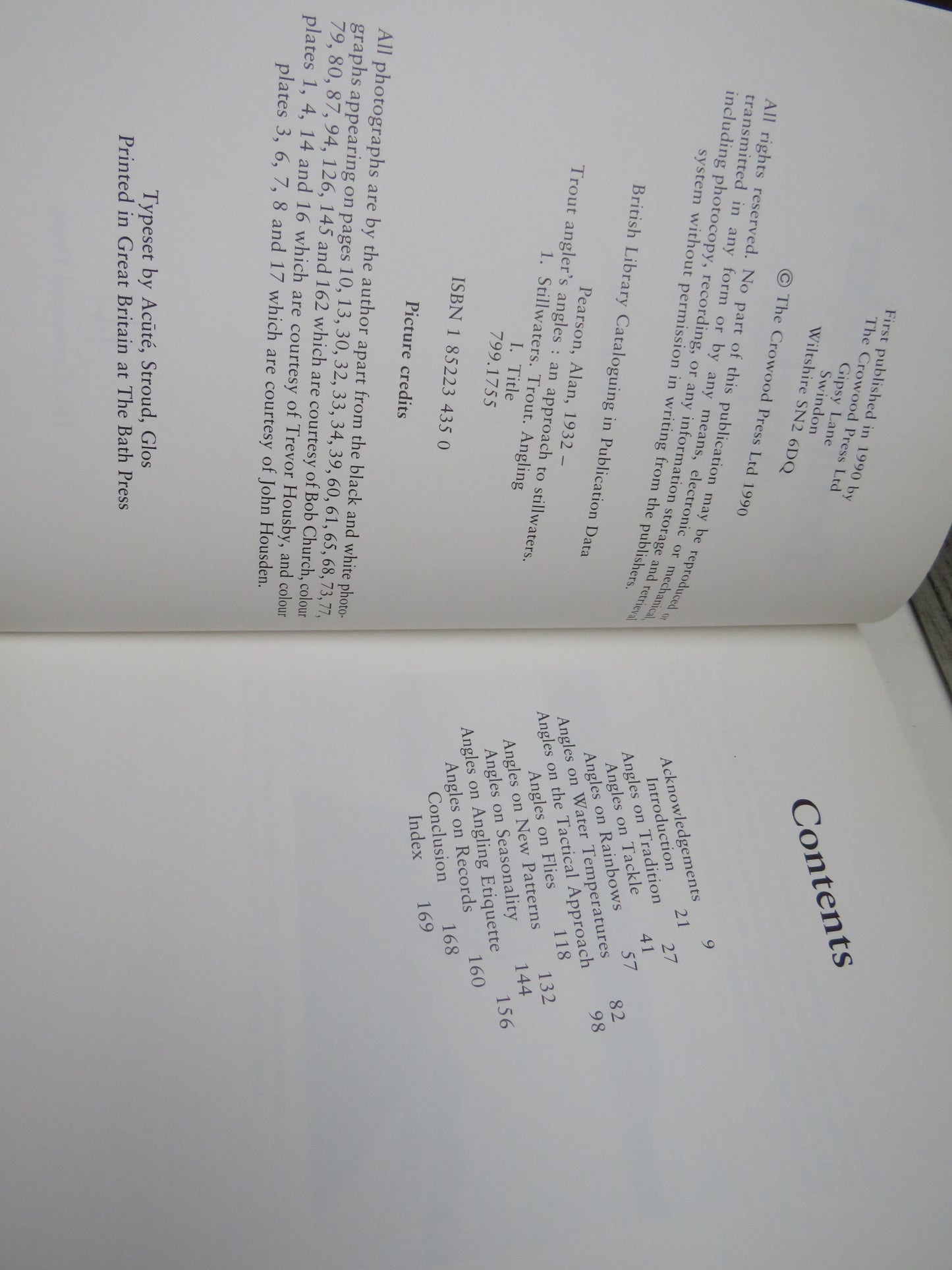 Trout Angler's Angles An Approach To Stillwaters By Allan Pearson 1990
