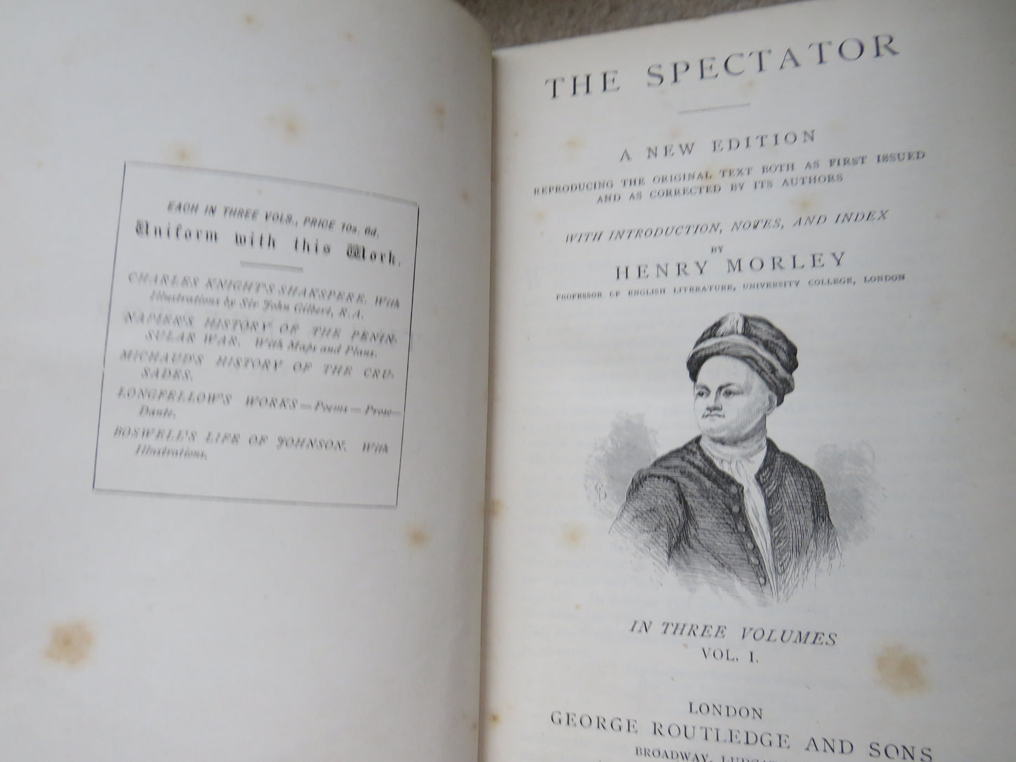 The Spectator A New Edition By Henry Morley In 3 Volumes 1883