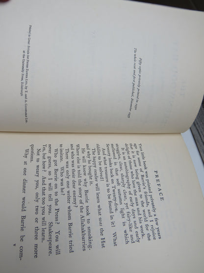 The Greenwood Hat Being a Memoir of James Anon 1885-1887 By J. M. Barrie 1937