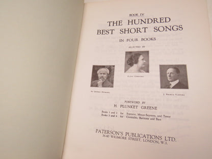 The Hundred Best Short Songs Selected By Elena Gerhardt, Sir George Henschel, Francis J. Harford - Book 4