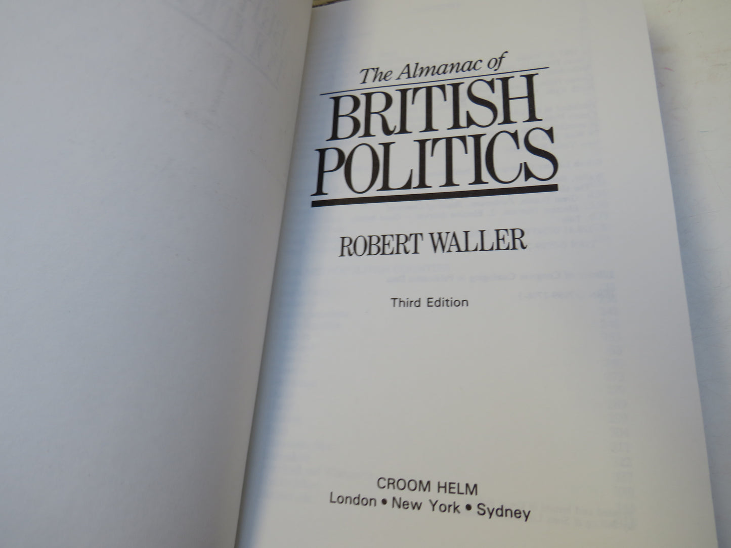 The Almanac of British Politics By Robert Waller 3rd Edition 1987
