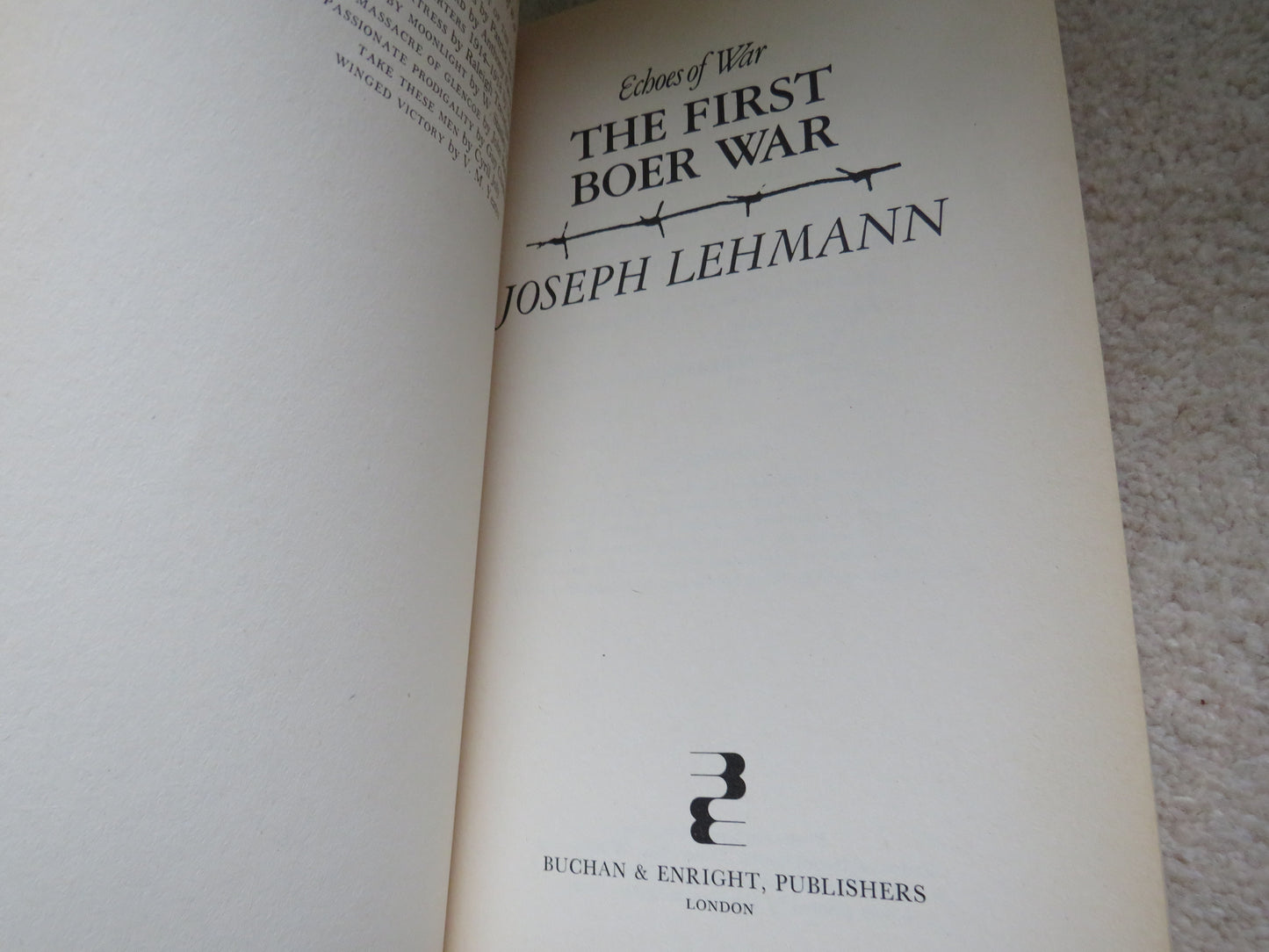 Echoes of War The First Boer War By Joseph Lehmann 1985
