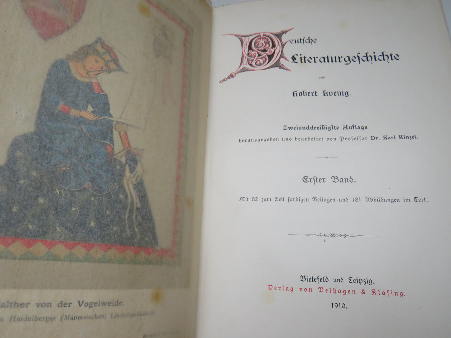 Deutsche Literaturegeschichte Von Robert Koenig 1910 Antique German Books