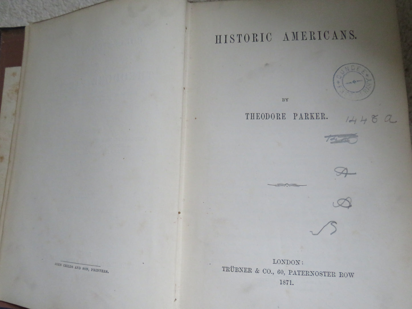 Historic Americans By Theodore Parker 1871