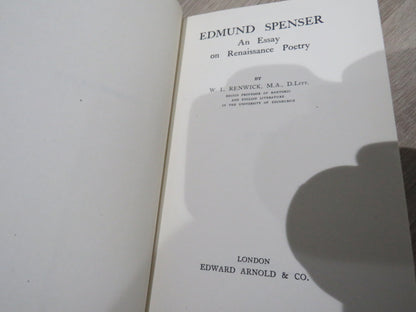 Edmund Spenser, An Essay on Renaissance Poetry by W. I. Renwick, 1949 book image 5