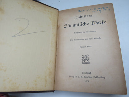 Schillers Sammtliche Werke By Friedrich von Schiller 1879 Antique German Book