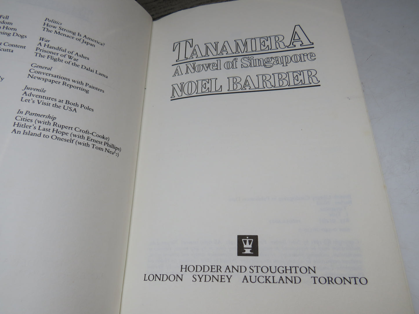 Tanamera A Novel of Singapore By Noel Barber 1981