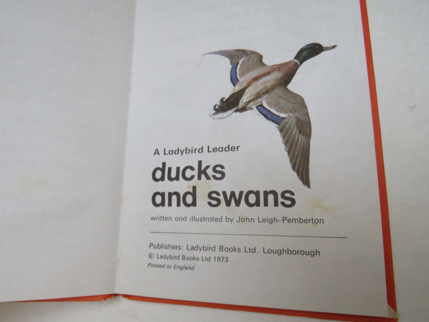 Ducks and Swans written and illustrated by John Leigh-Pemberton, 1973, A Ladybird Leader