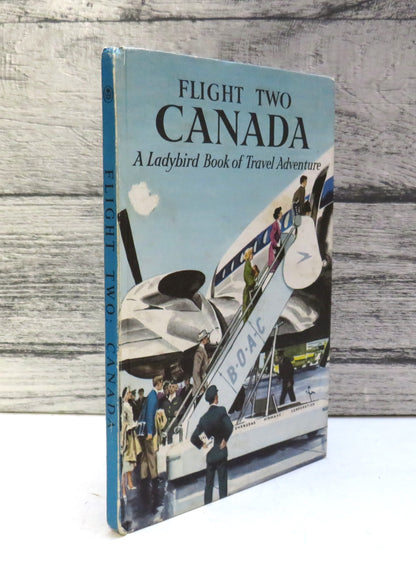 Flight Two Canada by David Scott Daniell, Illustrated by Jack Matthew, 1959, A Ladybird Book of Trav book front cover