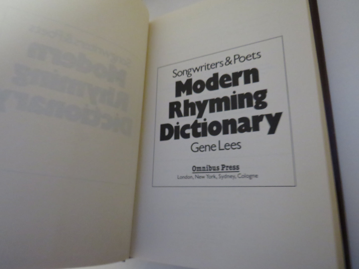 Songwriters & Poets Modern Rhyming Dictionary by Gene lees, 1981